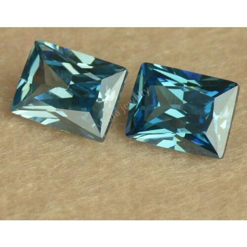 Sale 5A 8# Lab Created Cubic Zirconia Alexandrite Stone Rectangle Shape Cut Blue Green Changes Color Synthetic Gems For Jewelry