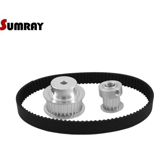 SUMRAY 3M Timing Pulley Belt Kit Reduction 1:2 3M 15T 30T Pulley Wheel 11mm Belt Width HTD3M 267 Timing Belt Engraving Parts