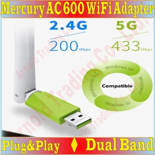 Plug&Play No Need Driver AC600 Wireless Network Card 11AC 600Mbps Dual Band USB2.0 WiFi Adapter with 5dBi External Antenna Prom