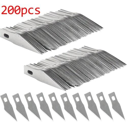 200PCS Replacement Hobby Blade Spare Blades Steel Craft Knife Blades for DIY Art Work Cutting