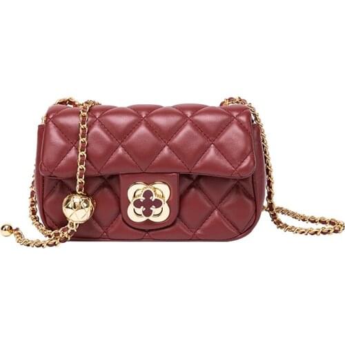 2021 new fashion gold bead chain bag easy to match INS rhomboid small square bag one-shoulder cross-body bag for women bag