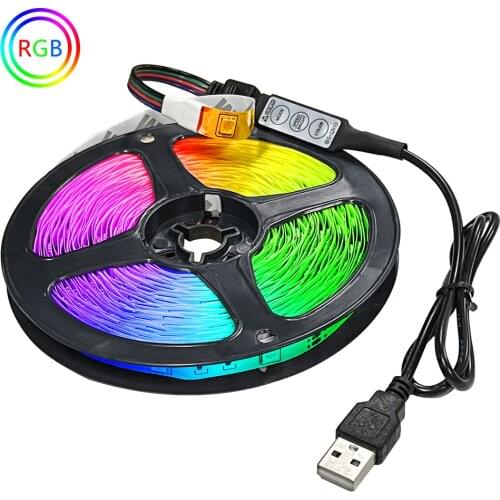 LED Strip Lights Bluetooth RGB 2835 USB 5V Fita Led 3.2-16.4 Feet Ribbon Lamp For Desk Screen TV Background Lighting Luces Led