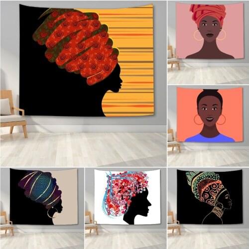 Traditional African Woman Portrait Wall Tapestry Bedroom Beautiful Girl Wall Hanging Tapestry Blanket For Home Dorm Tapestries