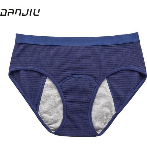 European Size Women Cotton Physiological Period Leak Proof Menstrual Panties Breathable Middle Waist Solid Soft Female Underwear