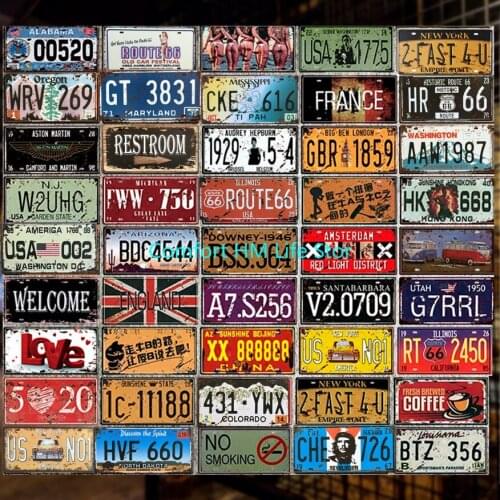 Placa de coche, Vintage para el hogar, Bar, Pub, cartel decorativo para garaje, placa de pintura, placas de Arte de Metal