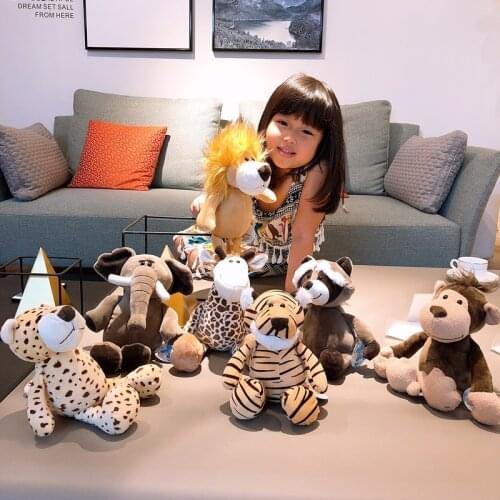 High Quality Elephant Panther Lion Fox Giraffe Monkey Tiger Skuk Plush Toy JSQ Brand 1pcs/pack 25cm 35cm Wholesale