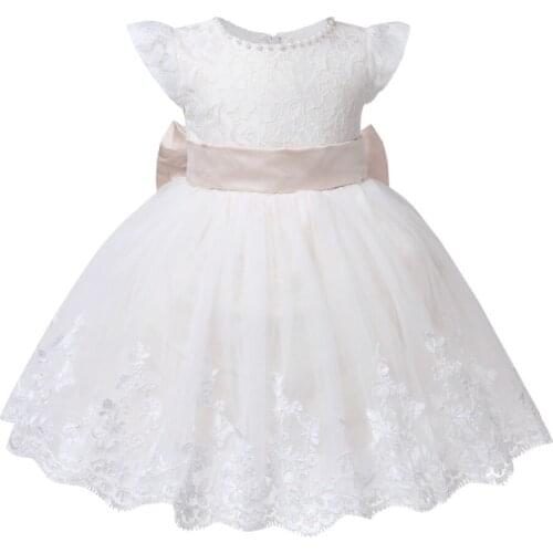 High-end Baby Girl Dress Baptism Clothes Beaded 1 Year Birthday Outfit Newborn Wedding Dress Little Girl Party Princess Frocks