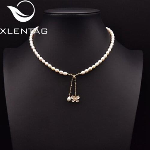 Xlentag New Natural Freshwater Pearl Movable Butterfly Pendant Necklace Women Wedding Party Gift Fine Fashion Jewelry GN0281