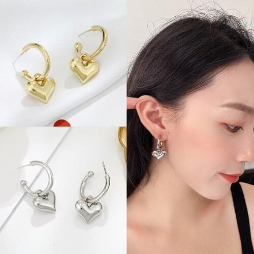 VENTFILLE 925 Sterling Silver Heart Pendant Earrings For Women Silver Post Vintage Love Earrings