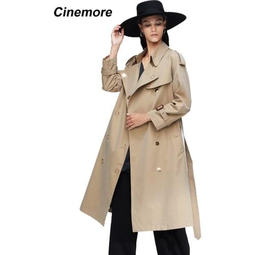 Cinemore 2020 New arrival autumn trench coat women loose clothing outerwear high quality double breasted women long coat 9024-1