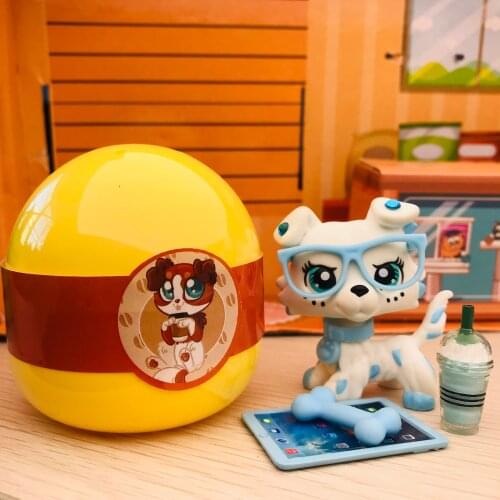 Pet Shop New Custom Made Short Hair Cat White Blue Eyes With Accessories Best Gift Kids Toy