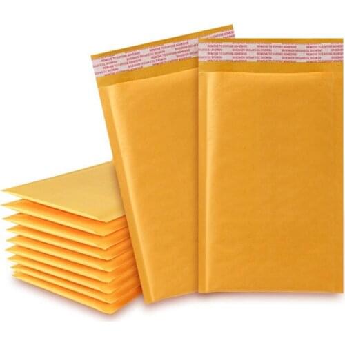 100pcs/lot 20Sizes Yellow Color Kraft Paper Bubble Envelopes Bags Padded Mailers Shipping Envelope With Bubble Mailing Bag