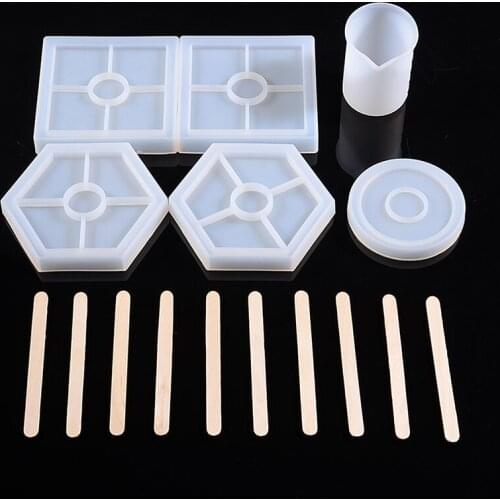 16pcs DIY Resin Casting Mold Jewelry Clay Ornament Handcrafts Making Molds Silicone Resin Epoxy Casting Clay Molds Supplies
