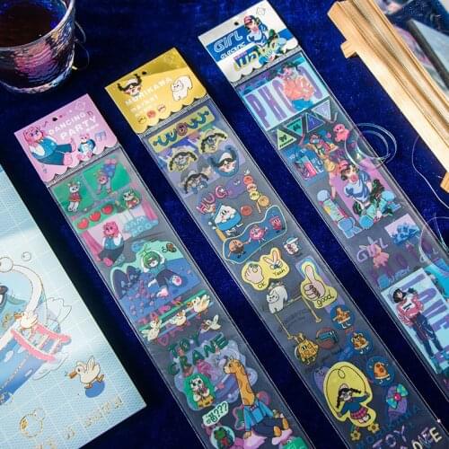 2 Pcs Cute Sports Music Girl Decorative Stickers Transparent Scrapbooking Collage Diary Bullet Journal Stationery