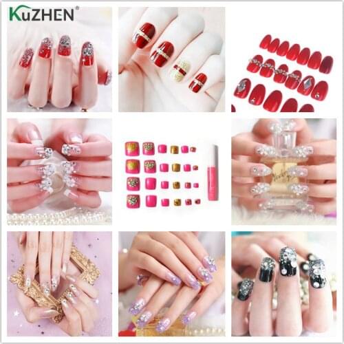 24Pcs Luxe Shining Rhinestone Wedding False Nails Transparent Glitter Gems Crown Designed Square Full Short Fake Nails Bride
