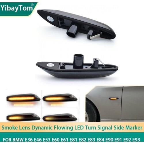 2x Smoke Lens Dynamic Flowing LED Turn Signal Side Marker Light for BMW E36 E46 E53 E60 E61 E81 E82 E83 E84 E90 E91 E92 E93