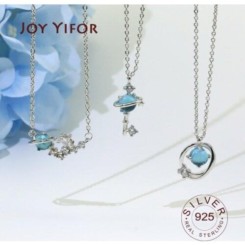 925 sterling silver necklace ladies elegant chain necklace fashion moonstone stars sterling silver jewelry round r necklace