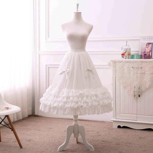 Fashion Girls Patticoat for Wedding & Cosplay Pretty Bow A-Line Tutu Chiffon Skirt White