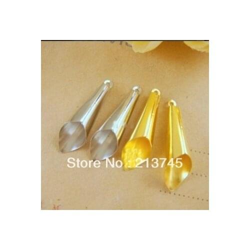 Free shipping nice wholesale 7*25mm Long Flower Mental Beads Cap Making Jewelry Finding silver Color 300pcs