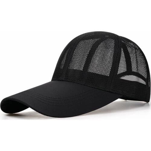 2021 Dad Summer Outdoors Fishing 11CM Long Brim Mesh Sun Hat Big Head Men Plus Size Baseball Cap 56-60cm 61-65cm