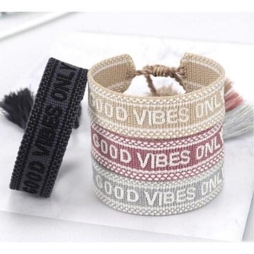 GOOD VIBES Handmade Bracelet For Men Women Adjustable Braided Woven Bracelets Jewelry Gift To Friends Couples