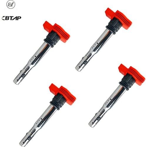 BTAP 4 PCS New Red Ignition Coil For Audi A4 A5 A6 A7 A8 VWTOUAREG Passat 06E905115D 06E905115B 06E905115A 06E905115C 06E905115E