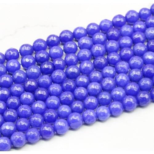 6MM Natural Faceted Round Dark Blue Jades Loose Beads Stone Hand Made DIY Accessories Jaspers Girl Jewelry Making Design