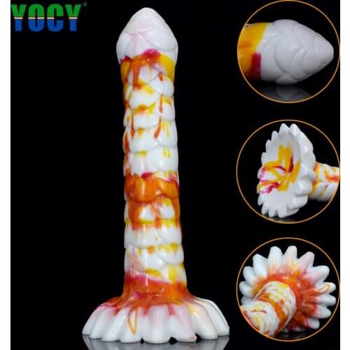 YOCY Long Horse Fantasy Dildo Silicone Fake Dicks Flower Colorful Anal Butt Plug Sex Toys For Women Anal Massager Products
