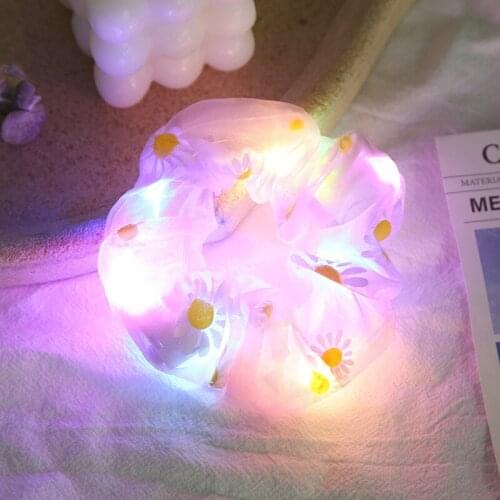 LED little daisy print fat intestine ring girl fresh tiara hair ornaments chiffon hair ring stalls