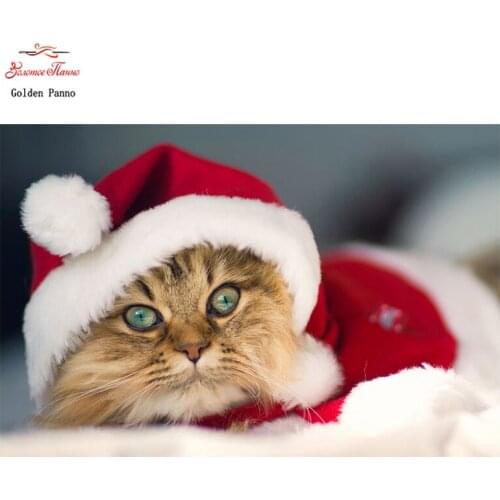 Golden Panno,DIY DMC 11CT 14CT completely Cross stitch Animal Christmas Cat kits embroidery needlework wall decoration 08