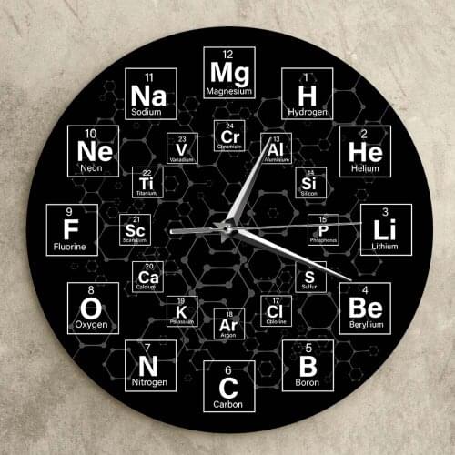 Chemical Symbols Wall Clock Periodic Table Of The Elements Wall Art Clock Modern Science Classroom Decor Chemistry Teacher Gift