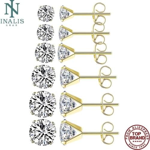 INALIS Round Shaped Stud Earrings For Women Cubic Zirconia Small Earring Valentines Day Gifts Fashion Jewelry Best Selling 2021