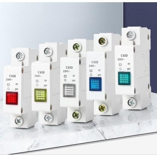 C45D din indicator blue red green yellow 220V din type indicate light signal lamp
