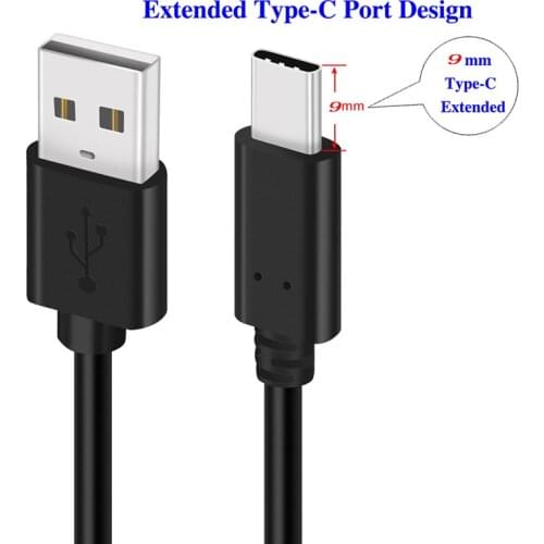 9mm Long USB Type-C Extended Tip Fast Charger 3A Cable for Blackview Bv9700/Bv9600/Bv8000/bv9000/bv9500 Pro Charger Cabel
