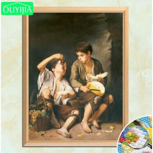 World Famous Painting "Boys Eating Grapes and Melon" 5D DIY Diamond Painting Full Square Diamond Embroidery Sale Rhinestones Pic