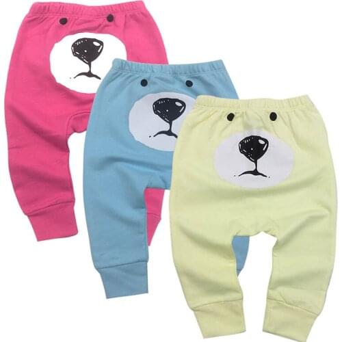 3 pcs Baby Boys Girl Pants Cotton Infant Toddler Full Length Cute PP Pants Unisex Casual Bottom Harem Pants Trousers for 6M-24M
