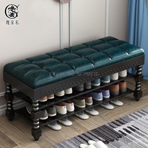 Solid wood shoe changing stool household living room entrance can sit on shoe cabinet, multifunctional shoe rack, light luxury i