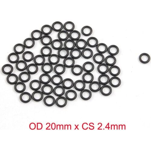 OD 20mm x CS 2.4mm Mechanical Black NBR O Rings Oil Resistant Seal Washers