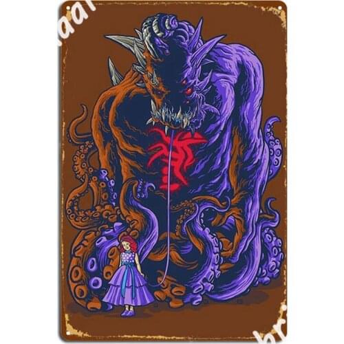 Demon And Child Metal Signs Wall Pub Living Room Create Painting Décor Metal Posters