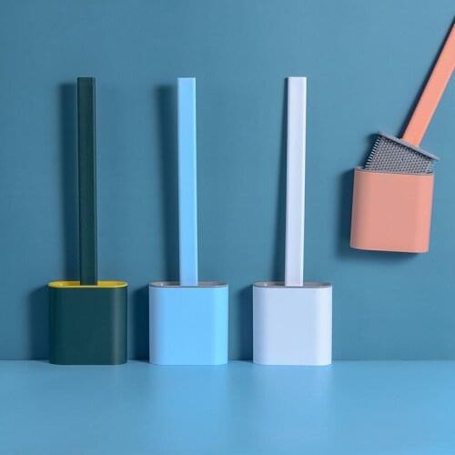 Toilet Set No Dead Corner Hanging Wall Type Household Non Perforated Wall Hanging Rack Creative Silicone Toilet Brush