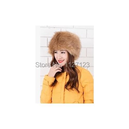 Khaki The new hat Qiu dong is high quality imitation fox fur the whole skin circle cap Warm ladys imitation fur hats