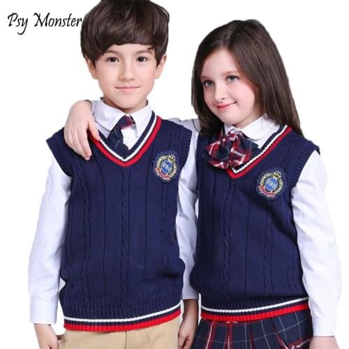 New 2019 Spring autumn baby cardigan boys V-neck sweater kids waistcoat vest girls boys 100% cotton School vest sweaters