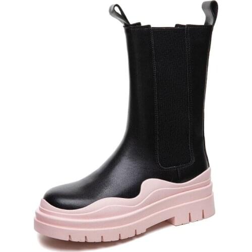 2021 New Avocado Thick-soled Chelsea Short Boots Fashionable And Comfortable Leather Martin Boots Stretch Boots Womens Boots