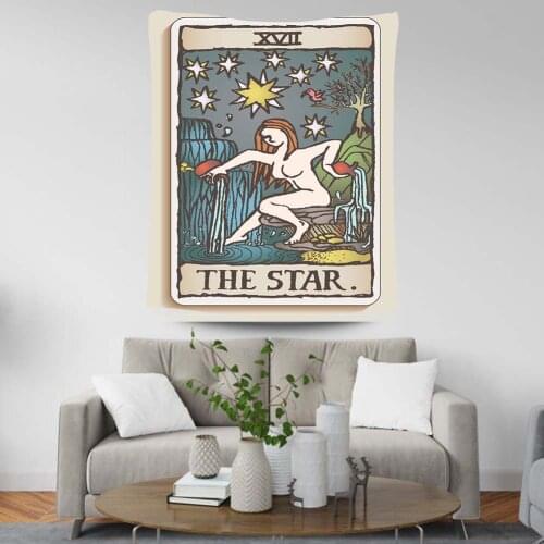 New Wall Hanging Tarot Tapestry The Moon The Star Tapestry Polyester Fabric Tapestries Blanket Bedspread Beach Towels Picnic Mat