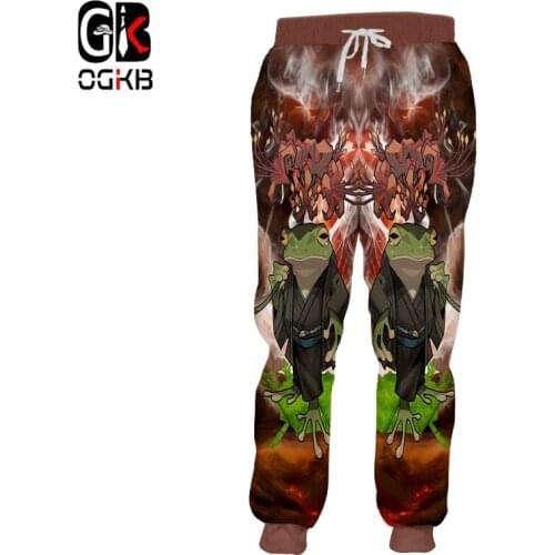 OGKB Factory Quick Dry Polyester Apparel Fashion Design 3D Full Print Frog And Toad Sweatpants Unisex Streetwear Clothes