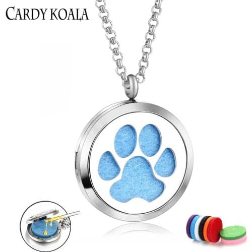 Japan and South Korea hot sale cute small animal cat small paw print hollow aromatherapy essential oil pendant necklace couple m