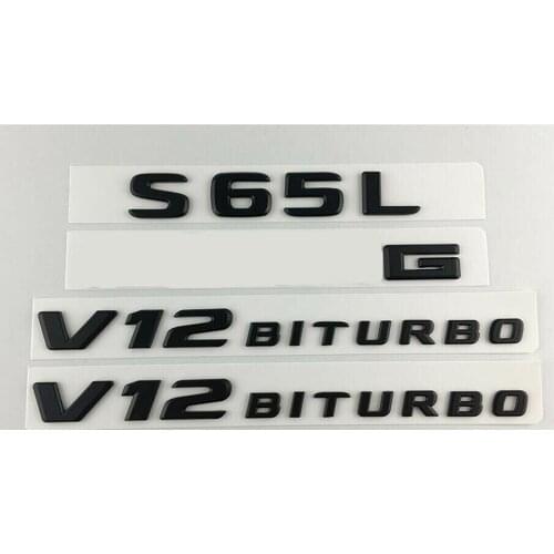 Black S65L for A M G V12 BITURBO Trunk Fender Letters Badges Emblems