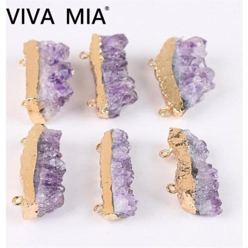 1PC Druzys Agates Pendants Charms Stone Connector Crystal Amethysts Jewelry DIY Accessories