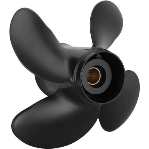 Propeller 10.4x12 RH Outboard Engine Propeller 4 Blades Spline Boat Marine Fit for Suzuki 35‑65HP Engine Propeller