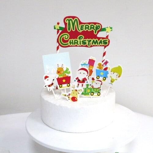 Merry Christmas Cake Toppers Cartoon Xmas Tree Cake Decor Snowman Happy New Year Cupcake Toppers Decor For Party Home 2021